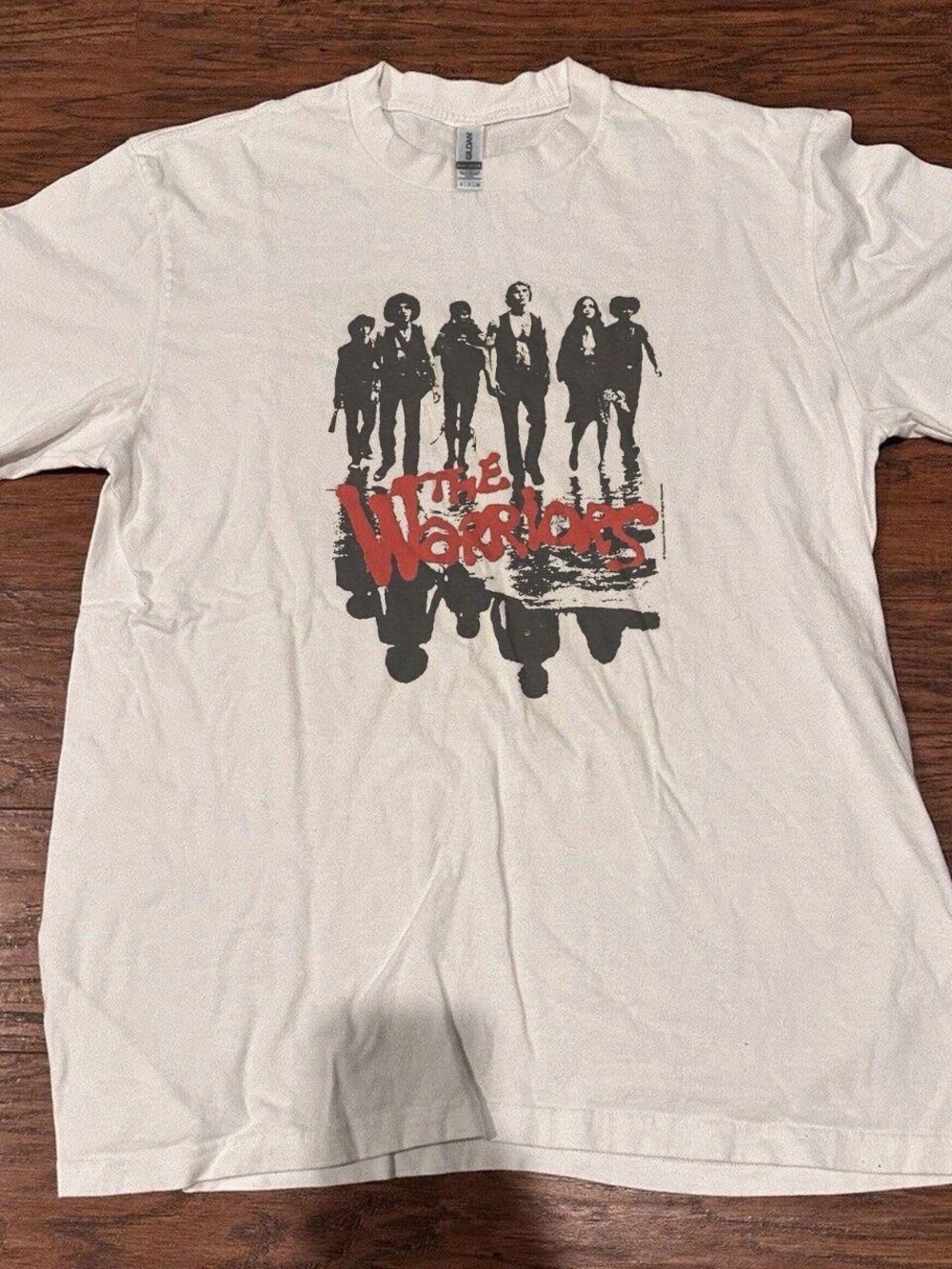 Gildan White Short Sleeve Tee with Red & Black Warriors Graphic